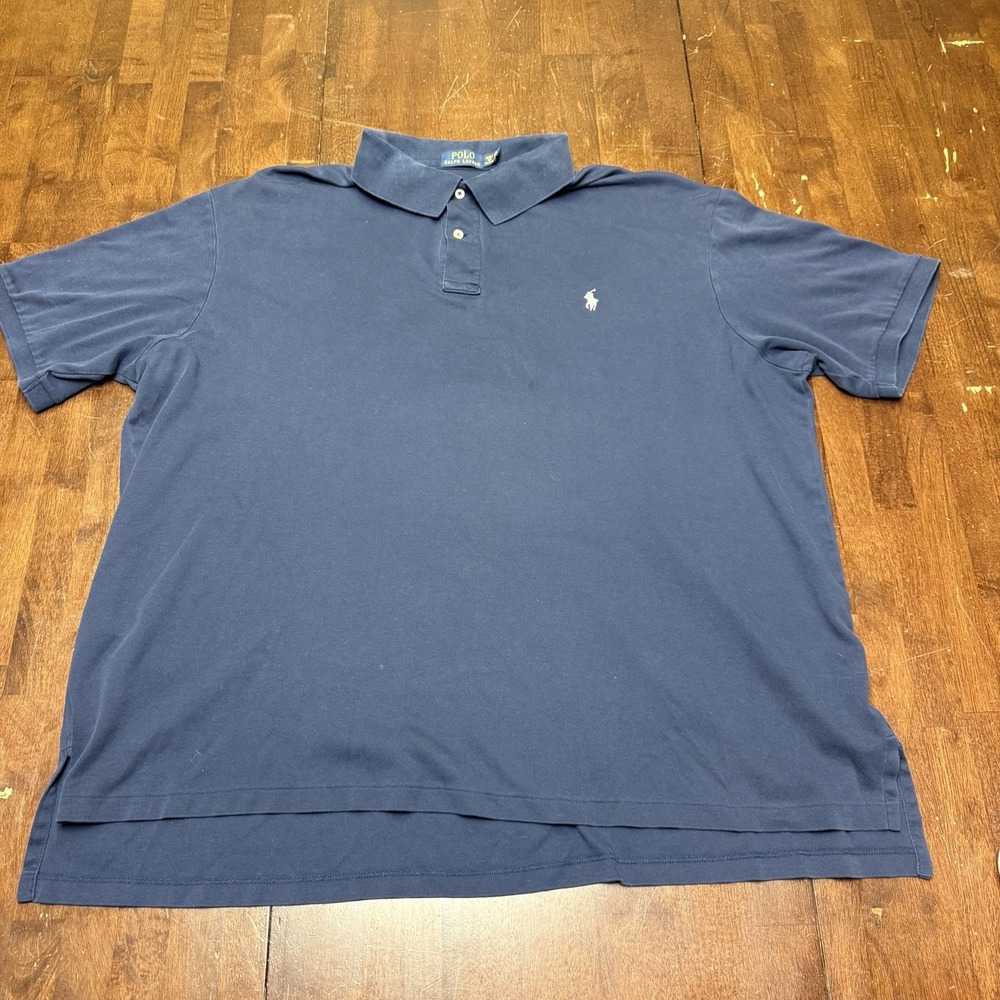 Polo‎ Ralph Lauren Shirt Mens 4XB Navy Blue White Pony Pique Rugby Golf Logo